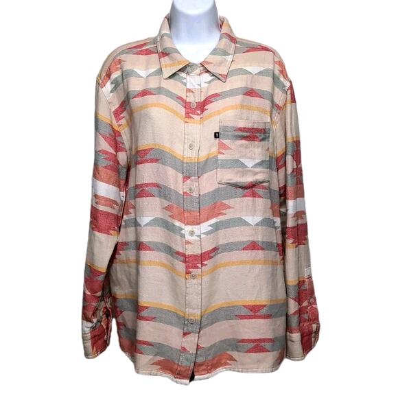 Junk Food Revolve Flannel Shirt Women M Multi Southwestern Aztec Print Cotton - Picture 2 of 16
